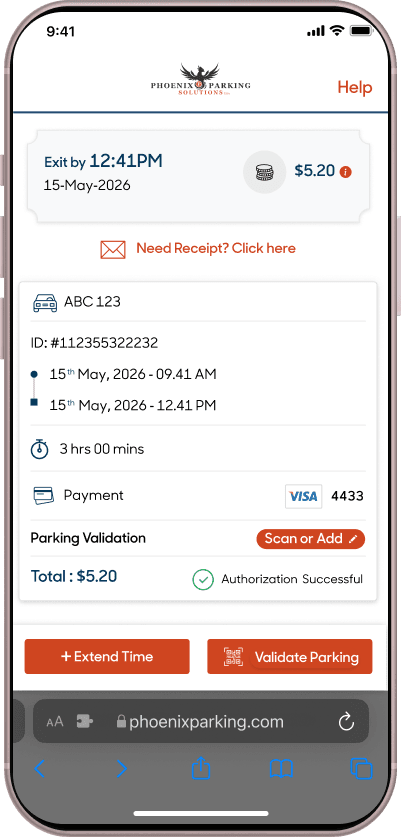 Text-to-Park session confirmation and reminder screen.