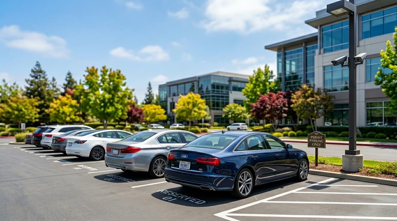 Digital parking permit system for a modern parking facility.