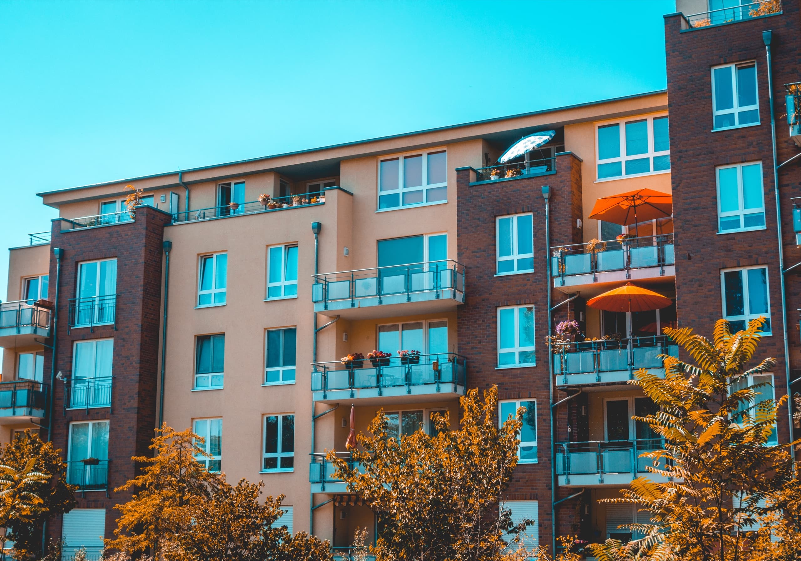 Apartment community with parking and managed access.