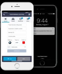 Mobile mockup showing an app to enter in your parking details.