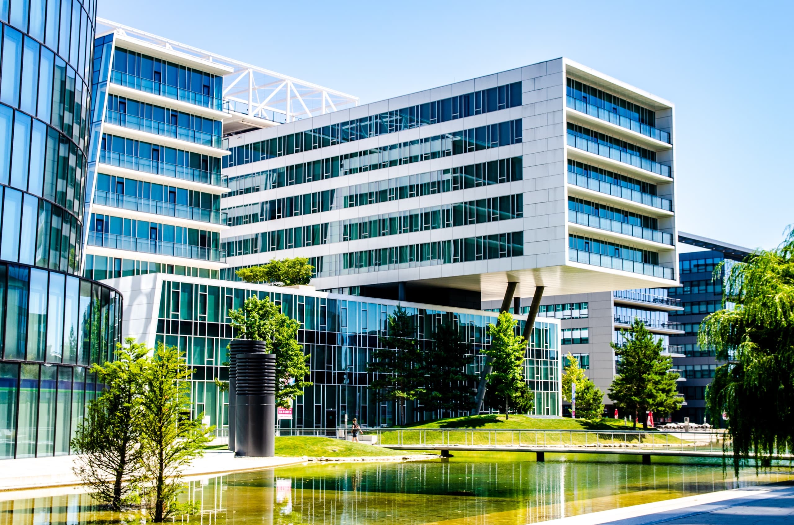 Modern parking facility integrated into an urban development.