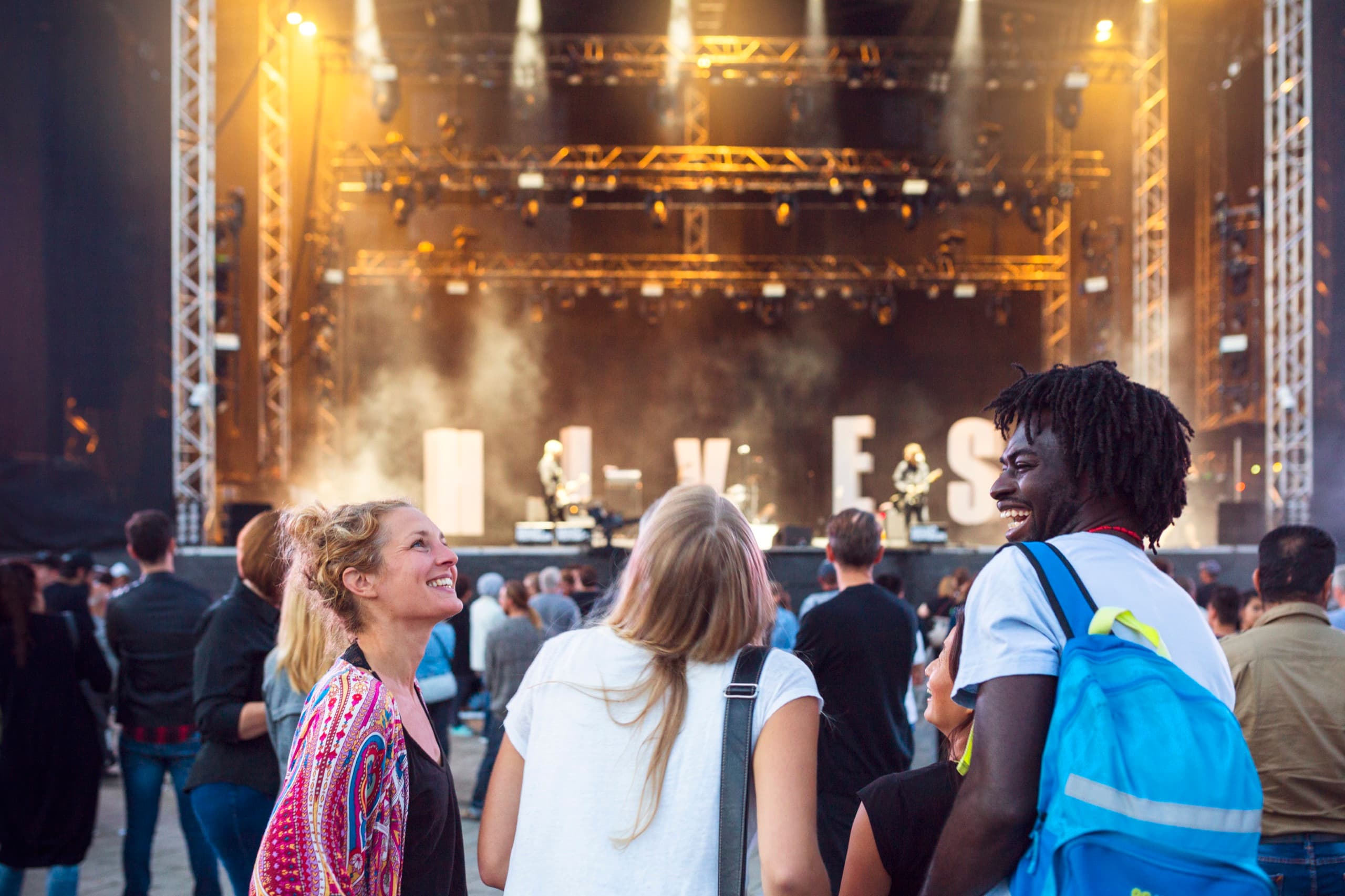 Guests arriving for an event at a stadium or venue.