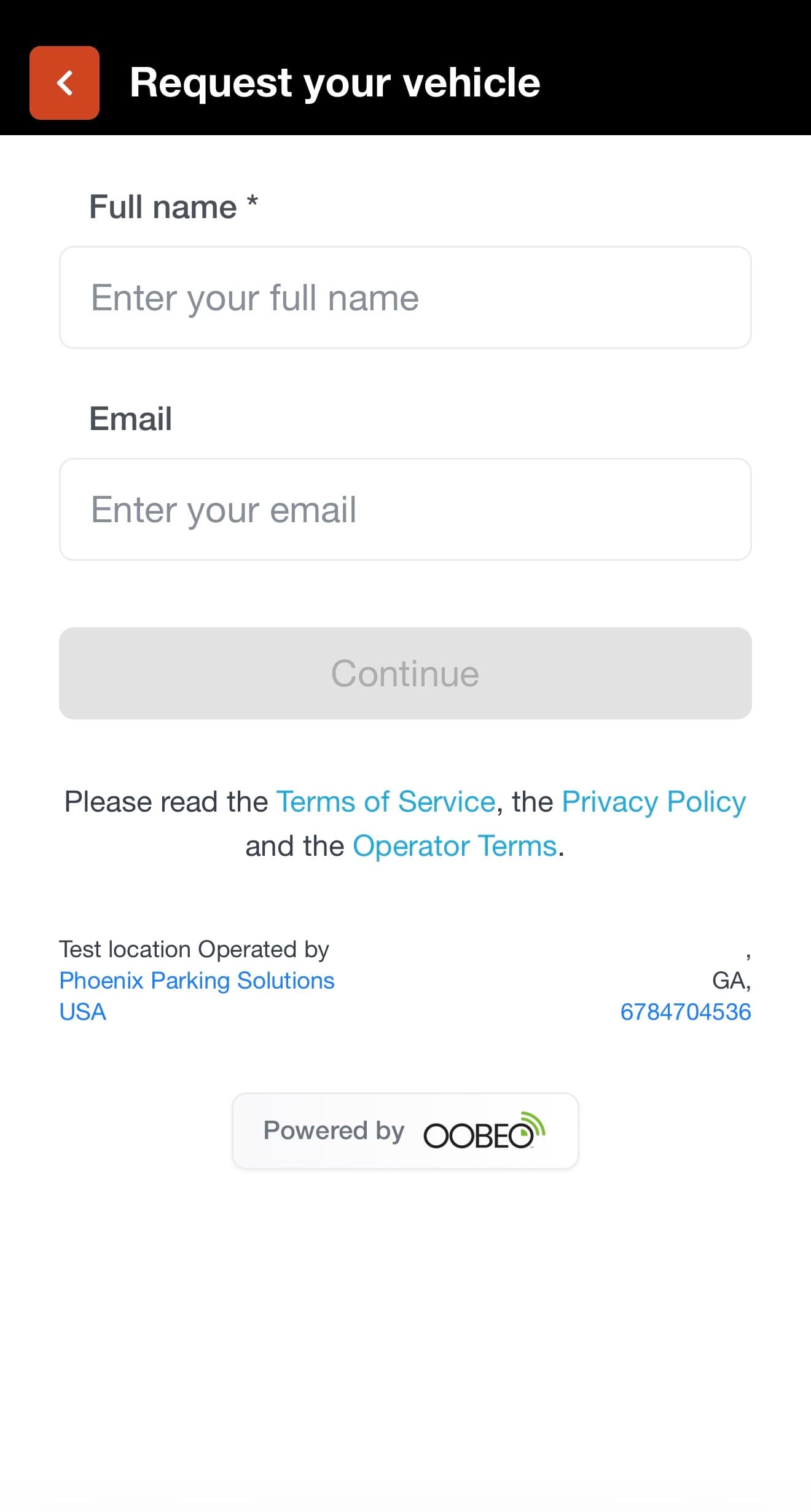 Requesting your vehicle in the digital valet app.